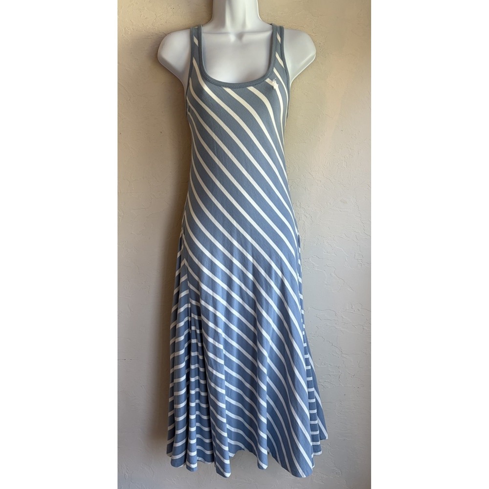 Ralph Lauren Sport Y2K Striped A Line Midi Tank Dress S Preppy Logo Old Money
